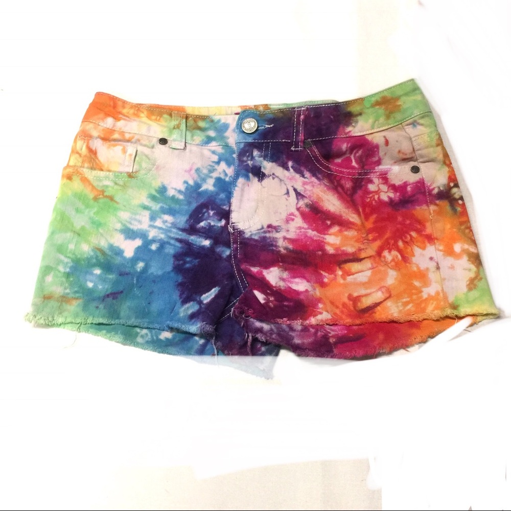 Child Tie Dye Rebellette Denim Shorts Size 14 Girl